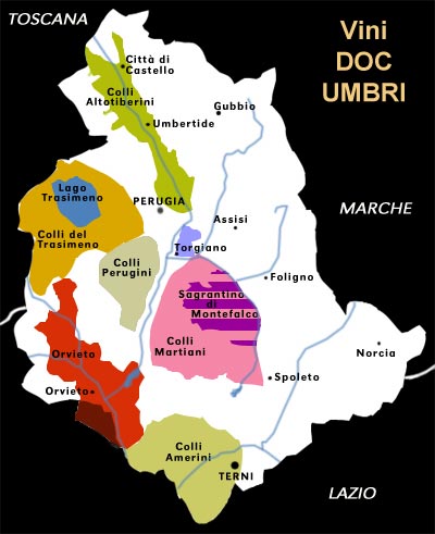 zone di produzione vini umbria